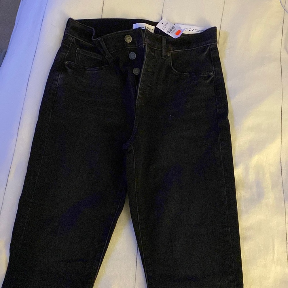 Brand New Loft Black High Waist Flare Crop Jeans Size 4/27